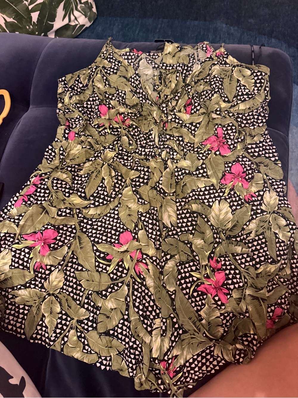Forever 21+ Tropical Print Strappy Women’s Romper Shorts 2X
